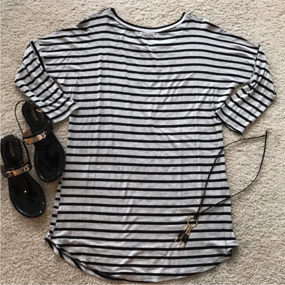 Black & Grey Striped Tunic/T Shirt Dress - Picture 5 of 5